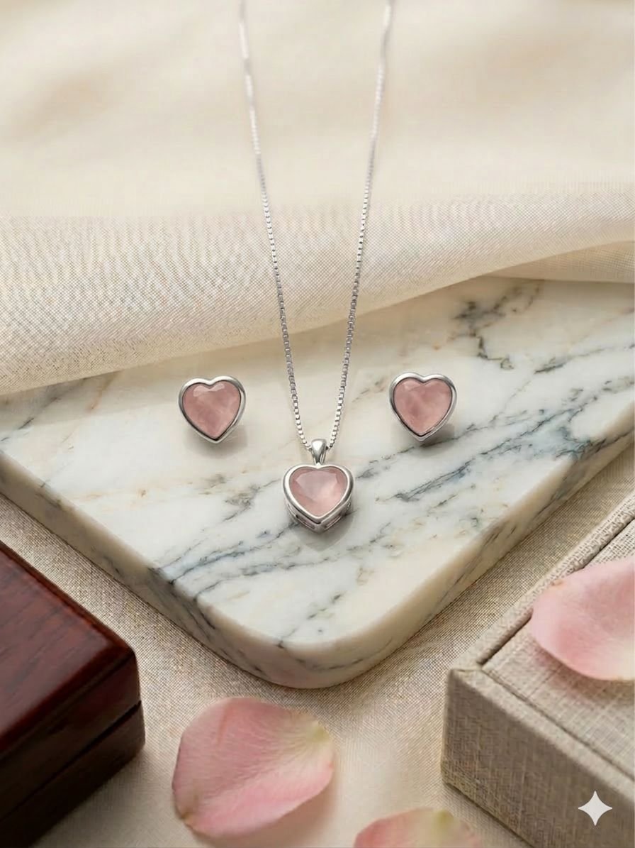 CONJUNTO PRATA CORAÇÃO