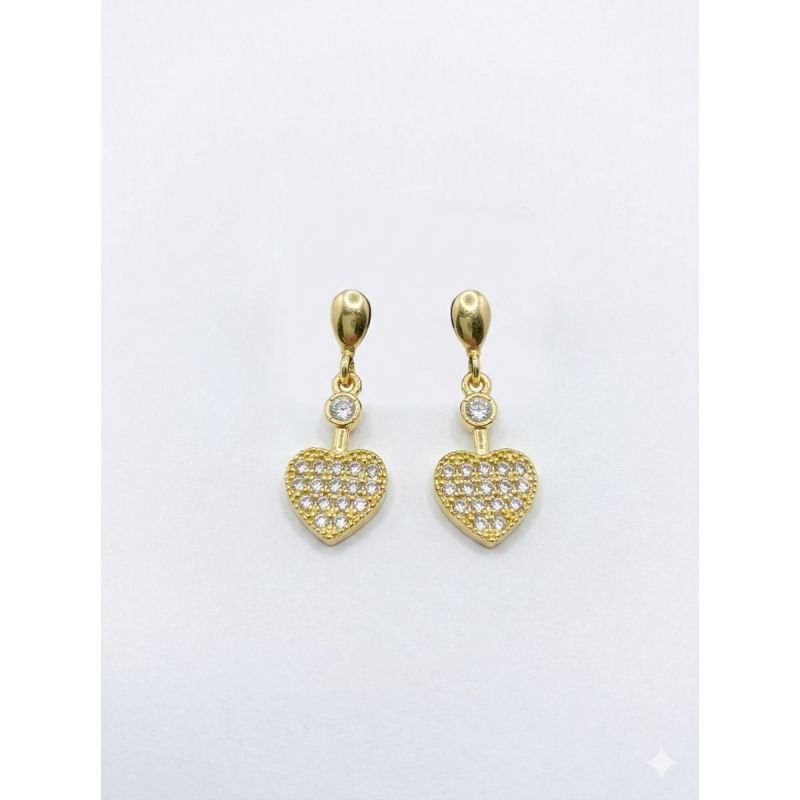 Brinco Pendente Coração Cravejado