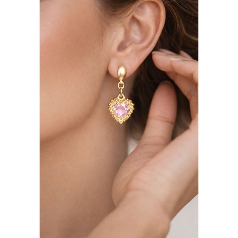 Brinco Pendente Coração Sapphire