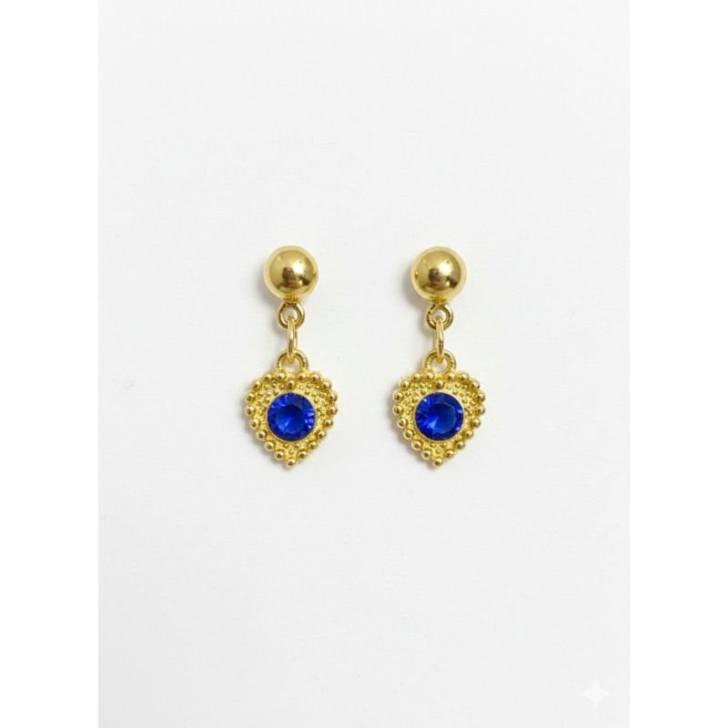 Brinco Pendente Coração Sapphire