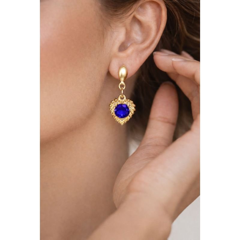 Brinco Pendente Coração Sapphire