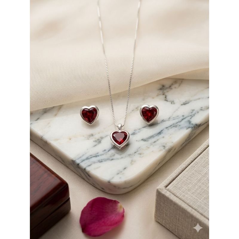 Conjunto Coração prata 925