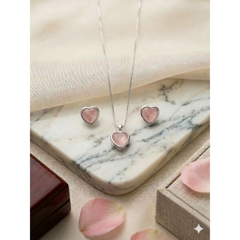 Conjunto Coração prata 925