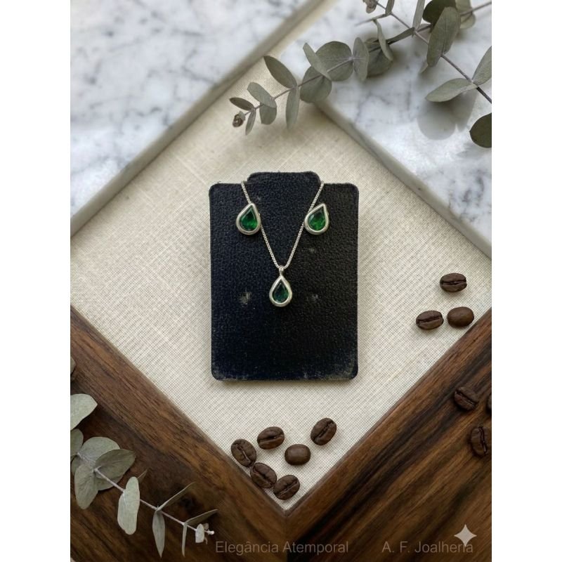 Conjunto Gota prata 925
