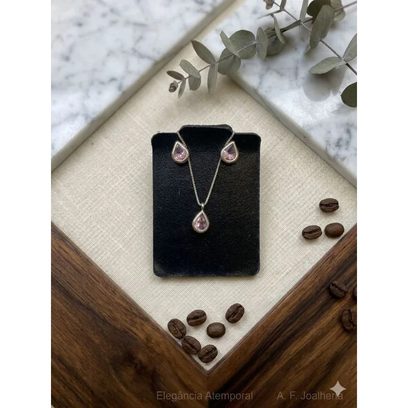 Conjunto Gota prata 925