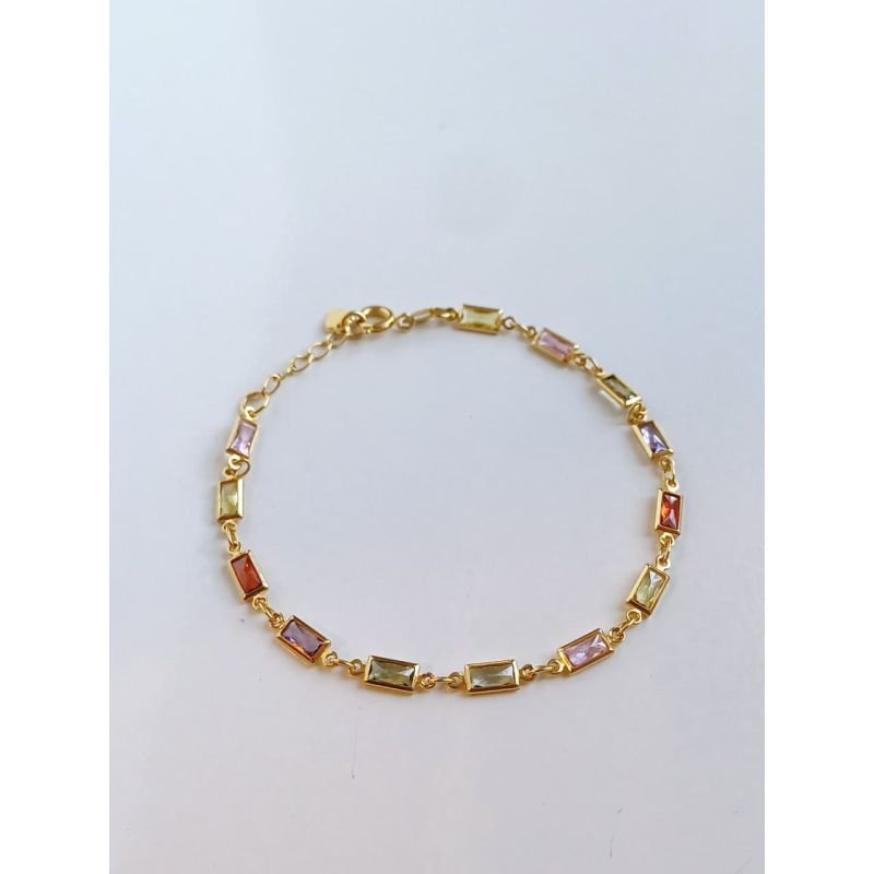 Pulseira Folheada - Pedra retangular