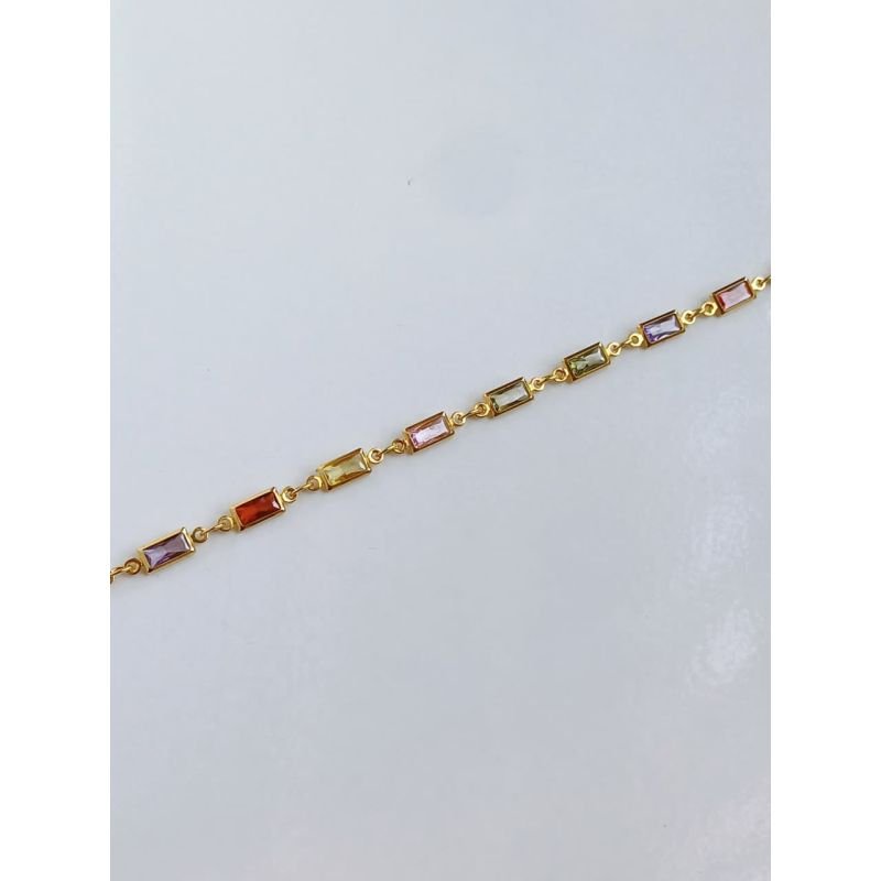 Pulseira Folheada - Pedra retangular